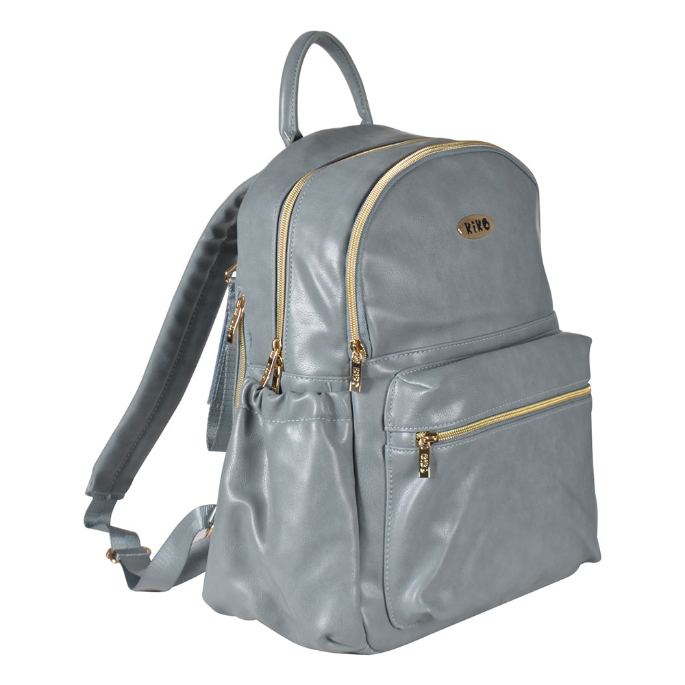 كيكو - شنطة حفاضات جلدية للأم - أزرق