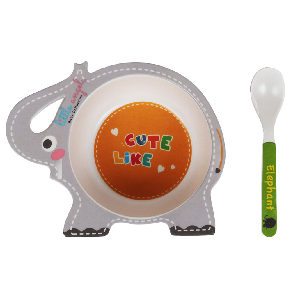 Little Angel Kids Elephant Cute Cartoon Bowl With Spoon Set