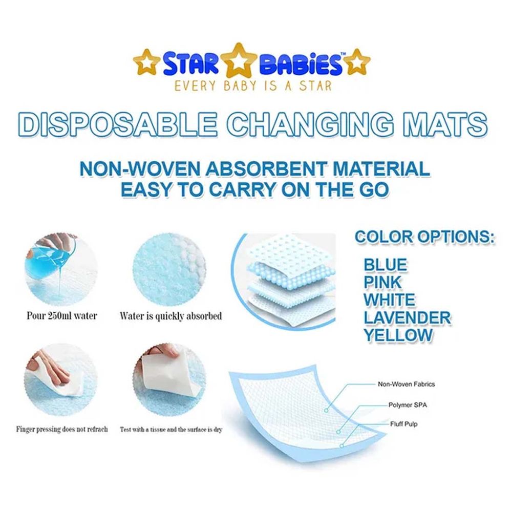 Star Babies - Disposable Changing Mat & Scented Bag With Dispenser - 45pcs - Blue