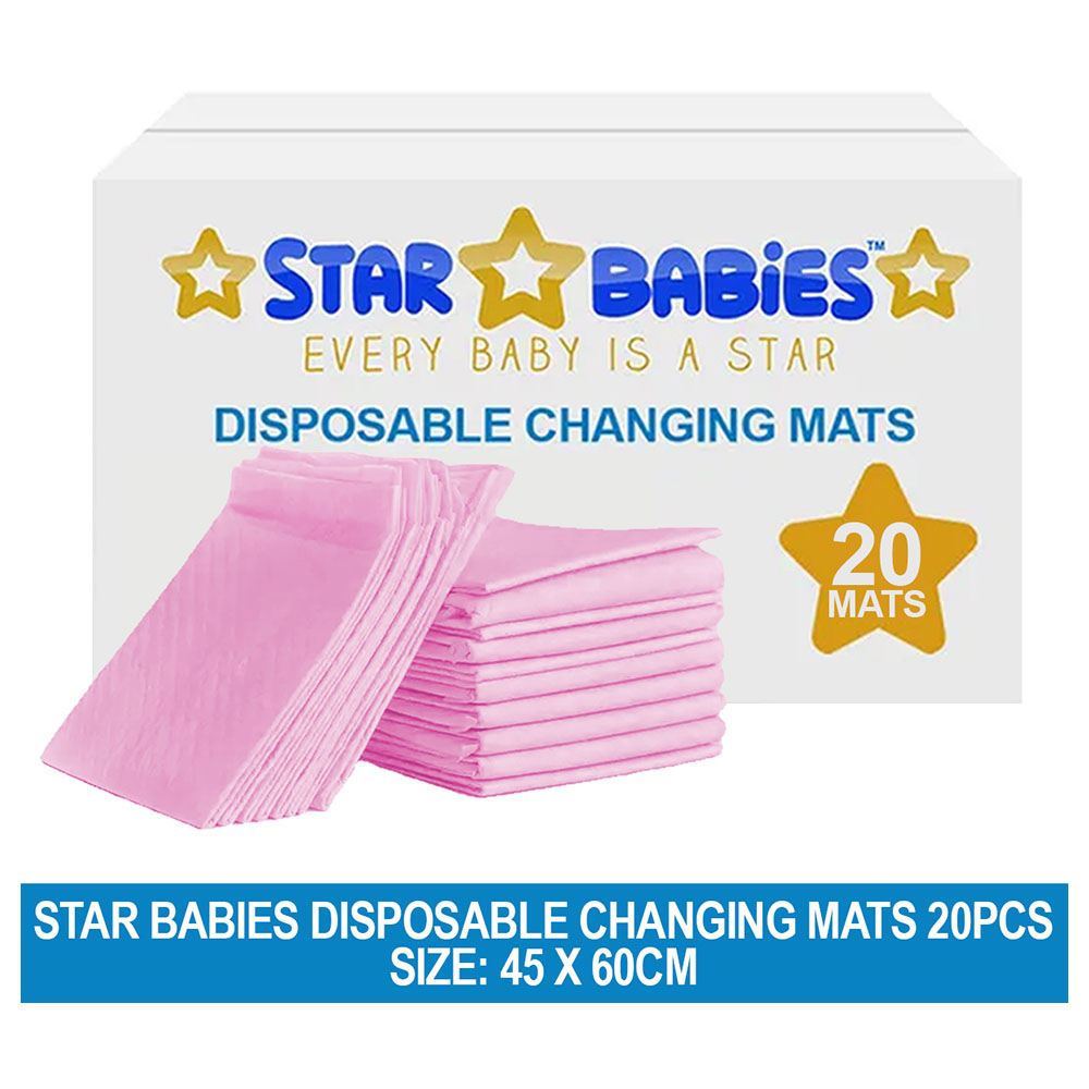 Star Babies - Disposable Changing Mat - L - 45 X 60 cm - 20pcs - Pink