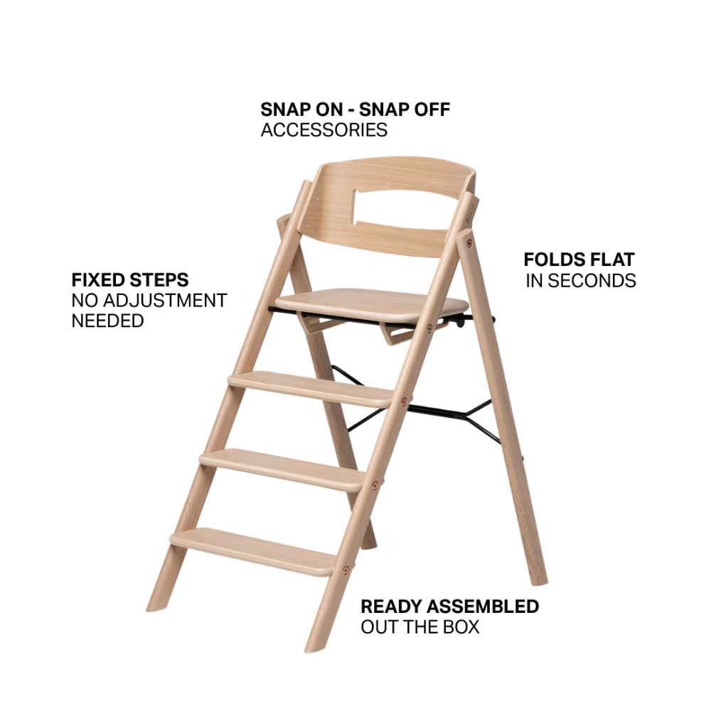 Kaos Klapp Oak Foldable High Chair - Natural