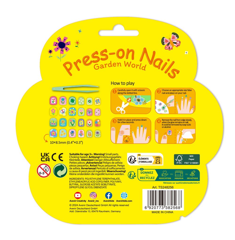 Avenir - Fancy Me Press-On Kids Nails - Garden World - 24 Pcs
