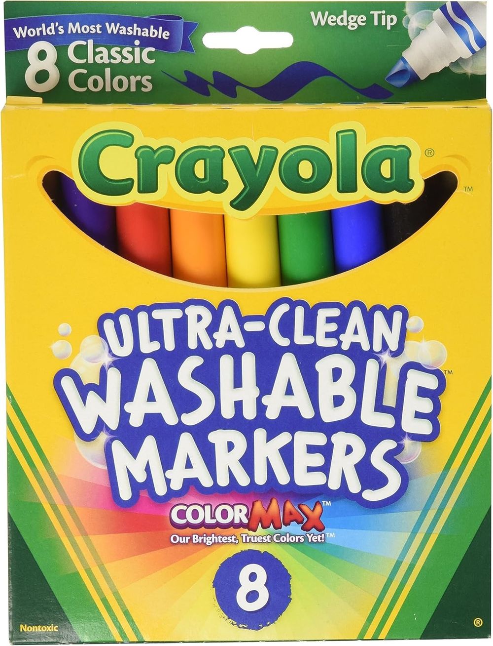 Crayola - Color Max Wedge Tip Ultra-Clean Washable Markers - Multicolor - 8 Pcs