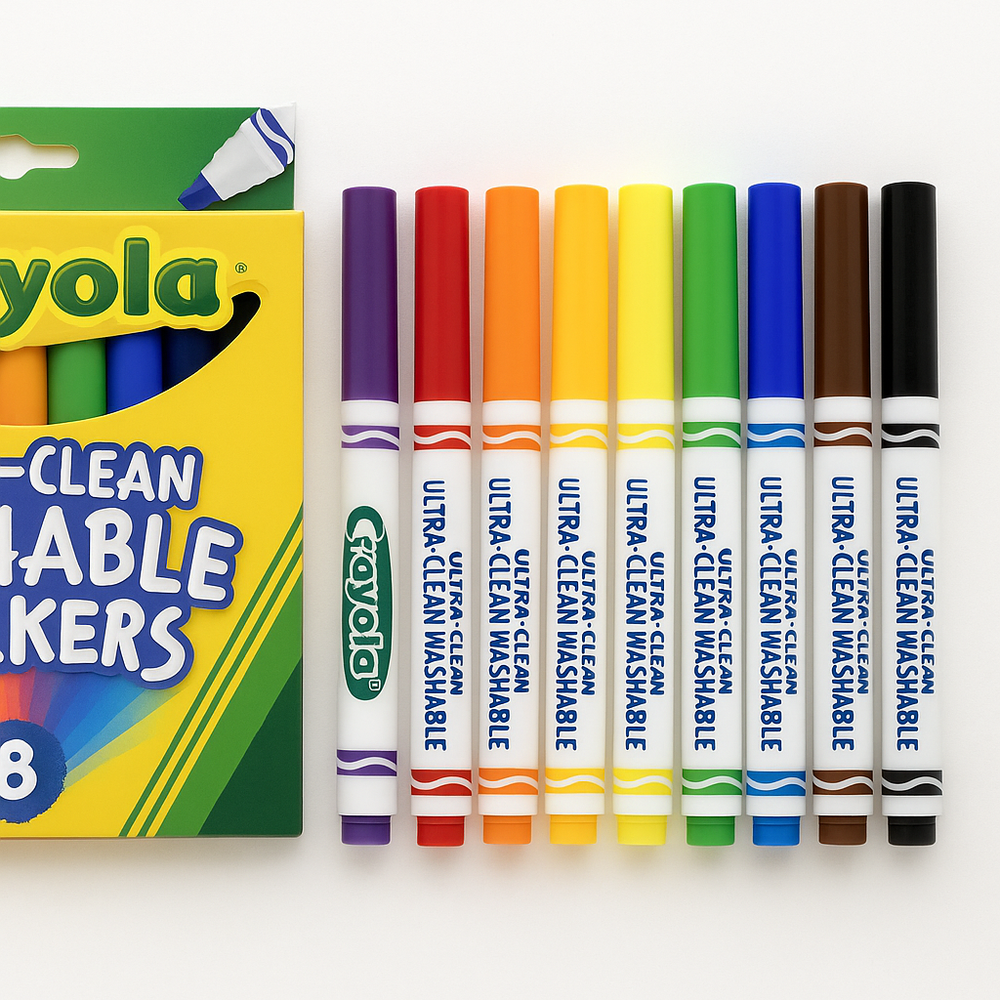 Crayola - Color Max Wedge Tip Ultra-Clean Washable Markers - Multicolor - 8 Pcs