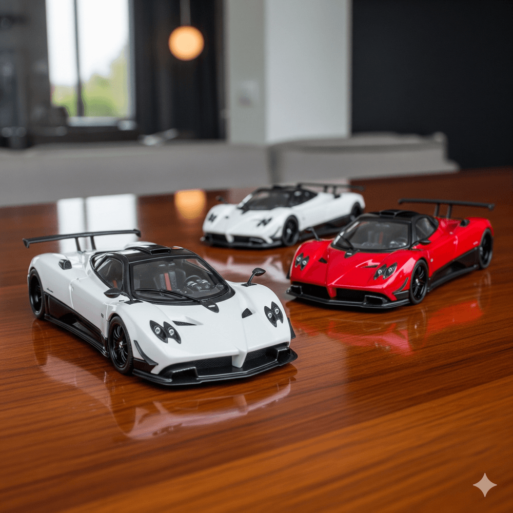 D-Power - Pagani Zonda R Diecast Mini Car 1:64 - Assorted Colors White/Red - 1pc