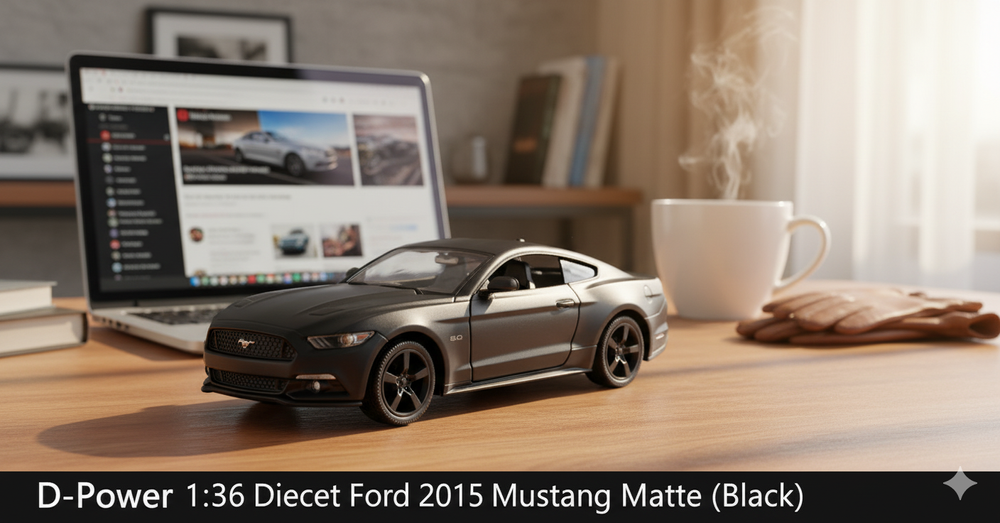D-Power - Ford Mustang 2015 Diecast Car 1:36 - Matte Black - 1pc