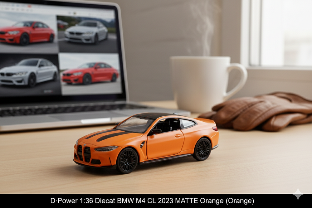 D-Power - BMW M4 CSL 2023 Diecast Car 1:36 - Matte Orange - 1pc
