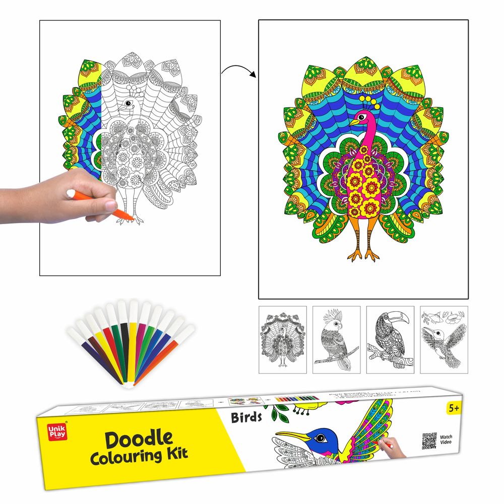Unikplay - Doodle Colouring Kit - Birds