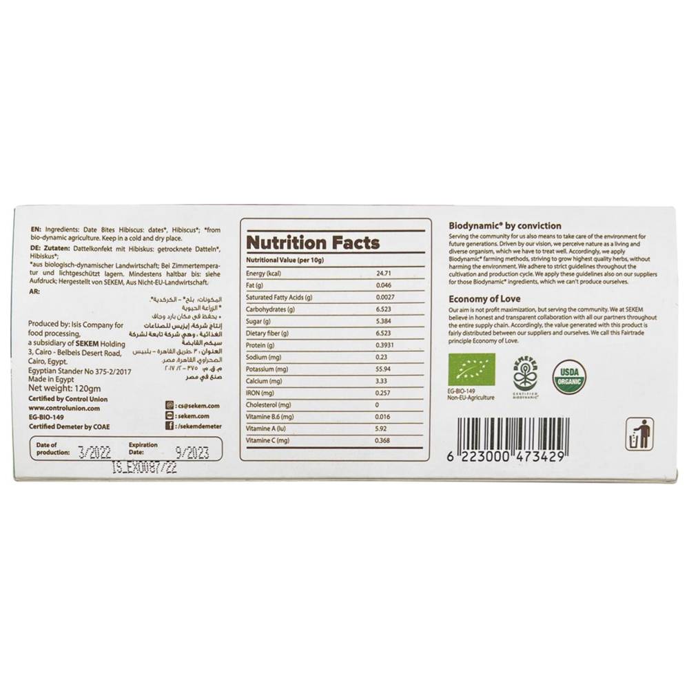 Sekem - Organic Date Bites With Hibiscus - 120 gm