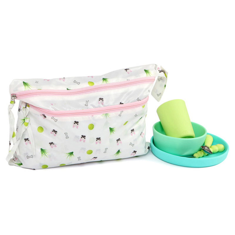 Melii - Wet Bag - White & Pink Bulldog 