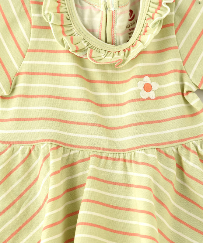 Elegant Kids - 2pc-Set - Striped Newborn Girl's Dress - Light Green