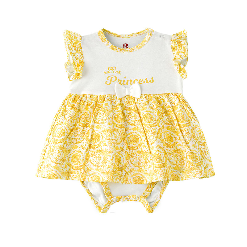 إليغانت كيدز - فستان أميرة مطبوع للأطفال الرضع - أصفر