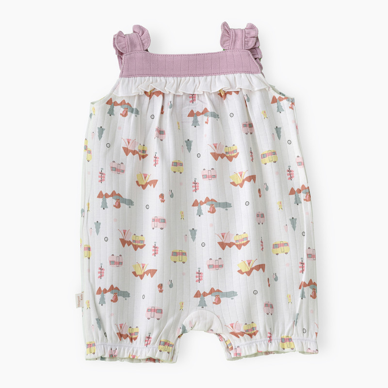 إليغانت كيدز - رومبير قطني للبنات الصغيرات - بنفسجي/أبيض