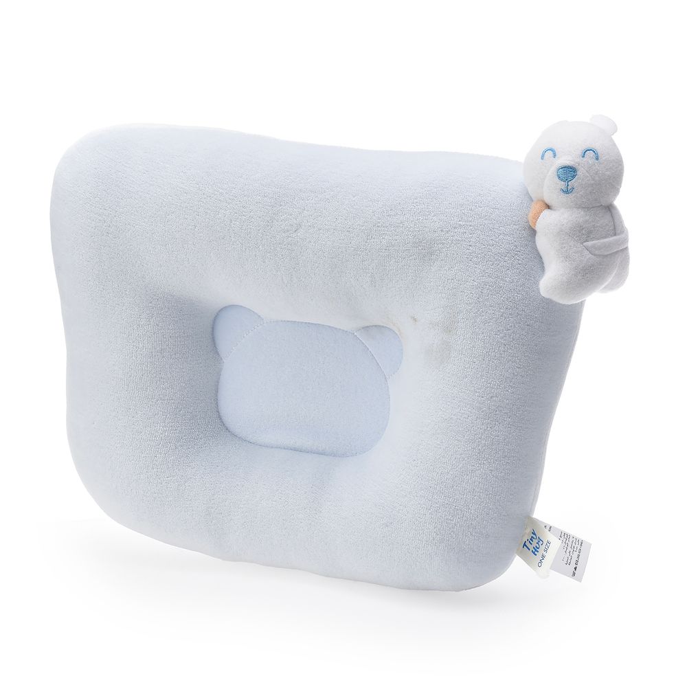 Tiny Hug - Newborn Baby Square Pillow - Light Blue