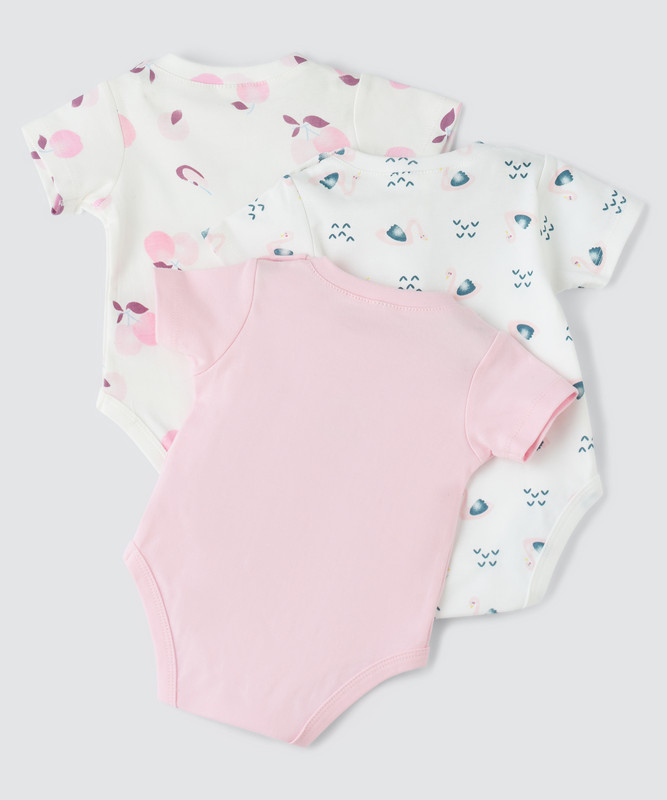 طقم ملابس أطفال من تايني هاغ - 3 قطع - رومبير - أبيض/وردي