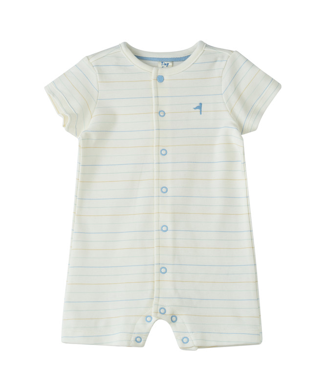 تايني هاغ - رومبير للأطفال الرضع - أبيض، بياقة بيتر بان وحواف مزخرفة