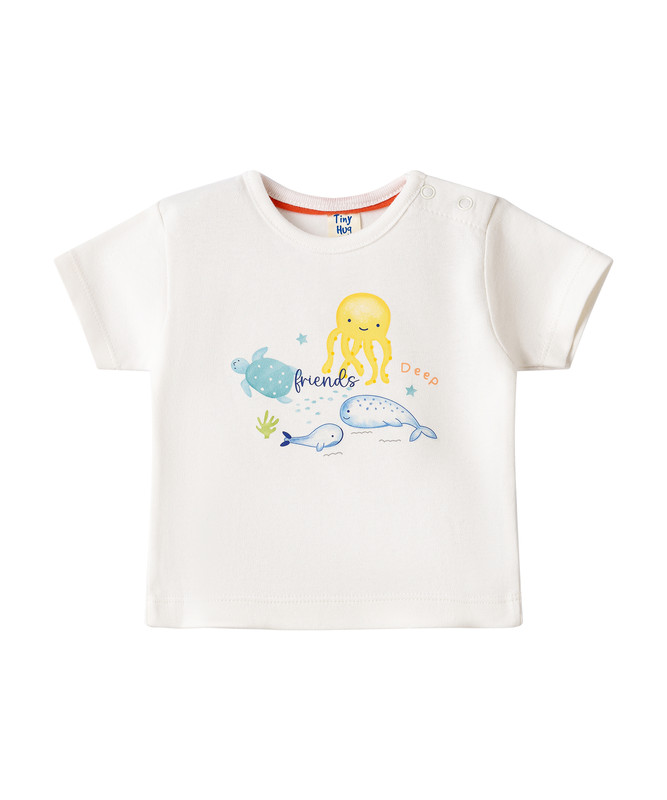 Tiny Hug - Deep Friends Baby Boy T-shirt - White