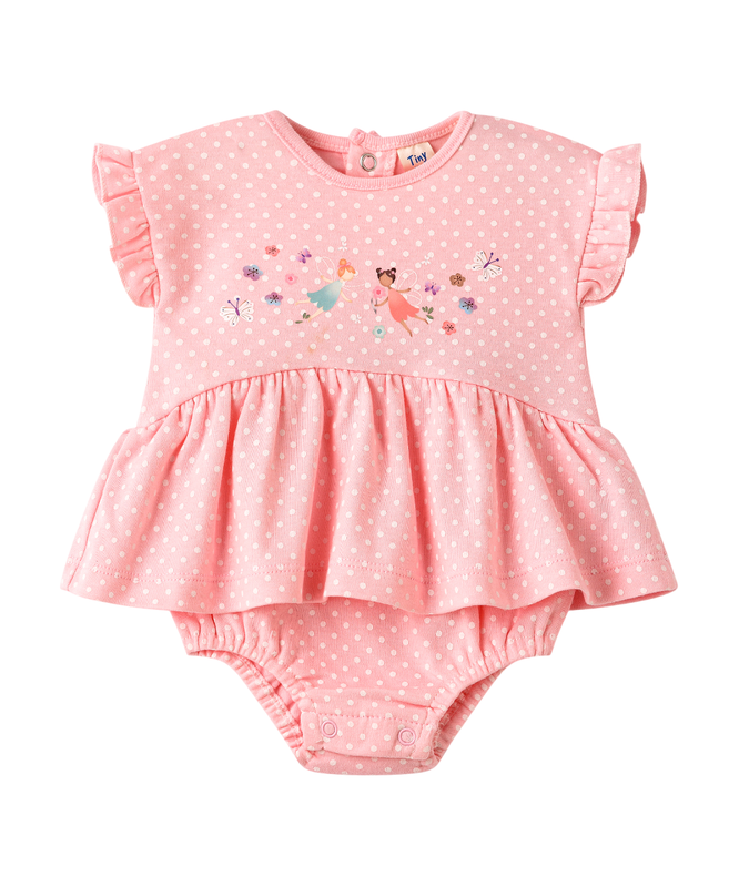 Tiny Hug - Baby Girl's Polka Printed Dress - Pink