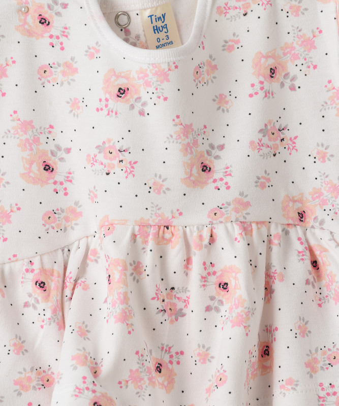 Tiny Hug - Floral Print Baby Girls Dress - Multicolor