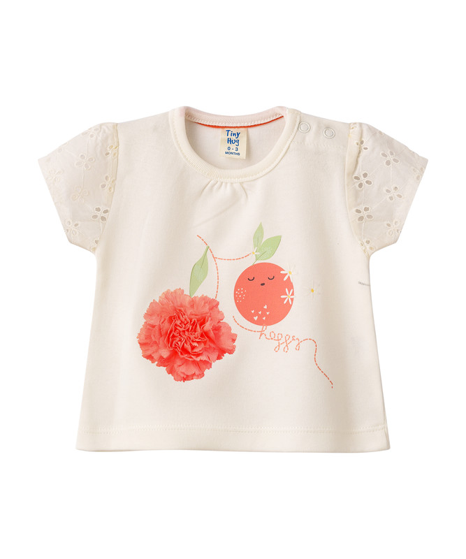 Tiny Hug - Happy Baby Girl T-shirt - White