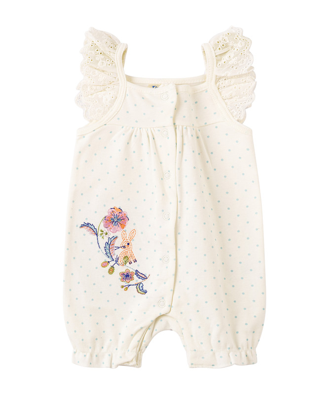 Tiny Hug - Floral Print Baby Girl Romper - White