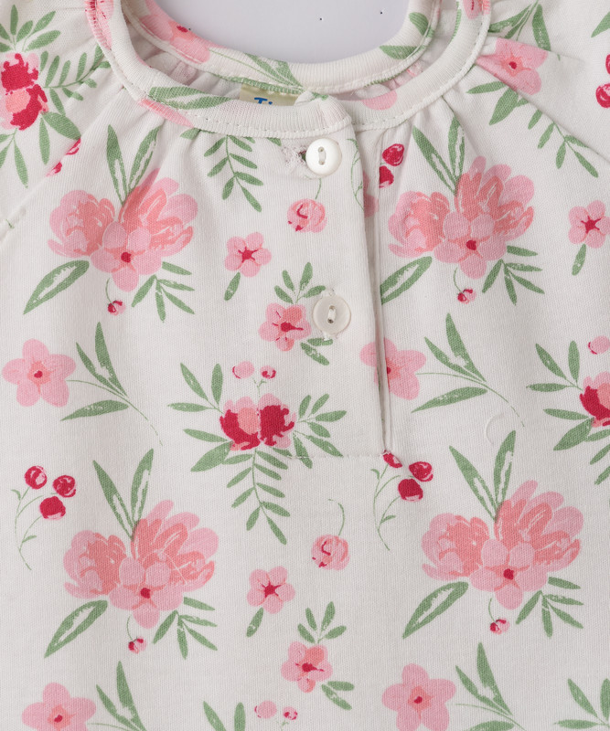 Tiny Hug - Flower Print Baby Girl Romper - Multicolor