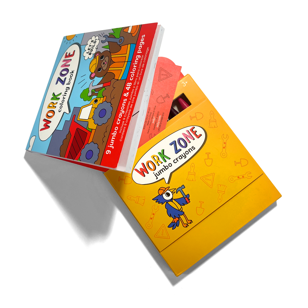 Ooly - Carry-Along Coloring Book And Crayon Set - Work Zone - 10 Pcs