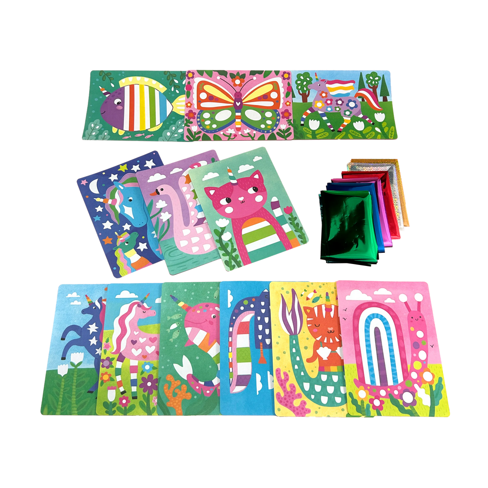 Ooly - Foil-Tastic Foil Art & Coloring Fun Kit - Whimsical World - 36 Pcs