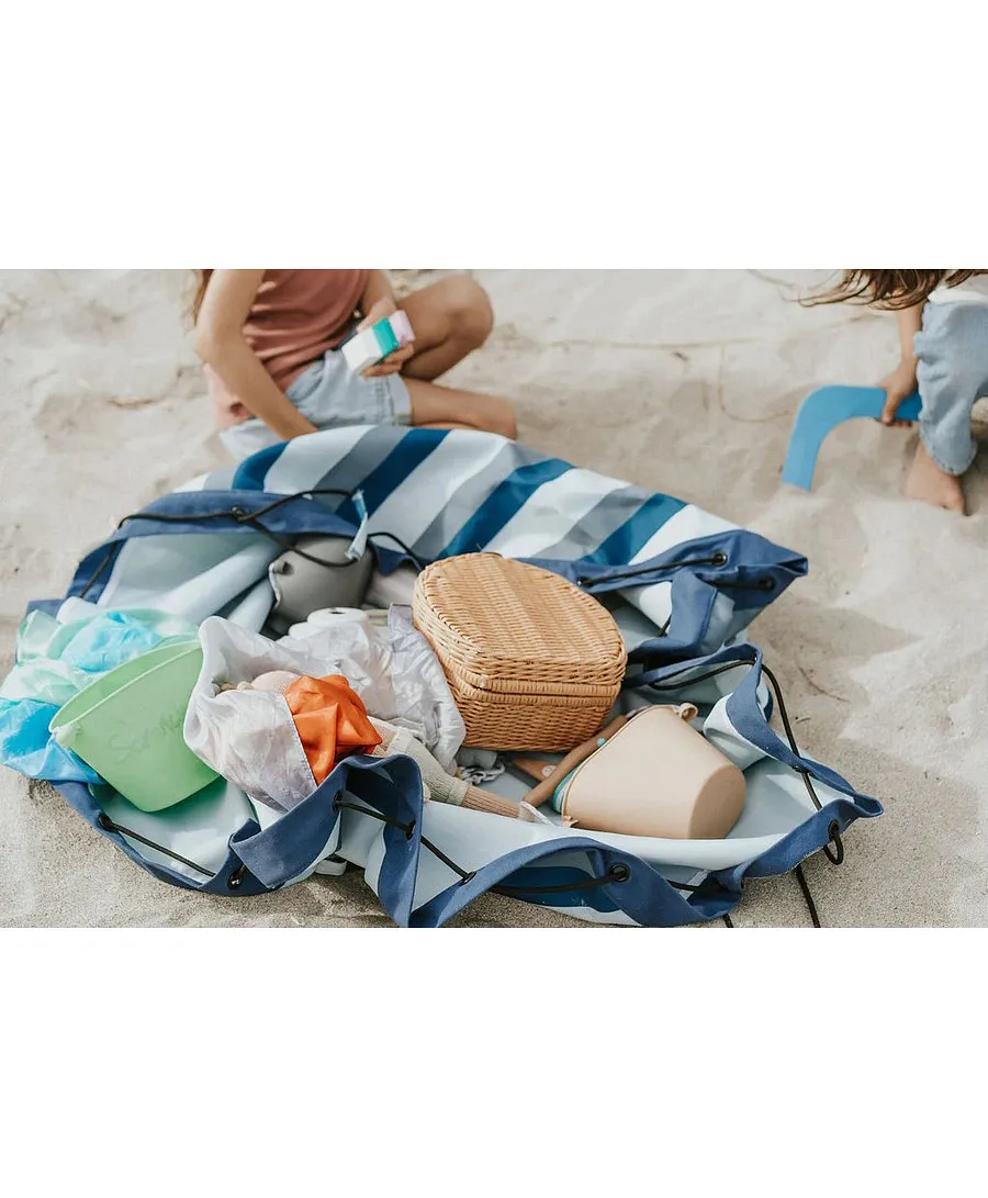 Play & Go Stripes Outdoor Playmat And Storage Bag - Blue/Green
