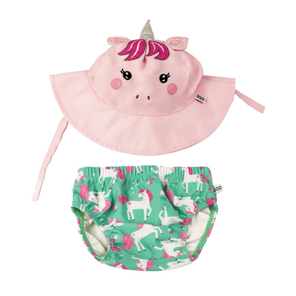 Zoocchini - 2pc-Set - Swim Diaper & Hat - Unity The Unicorn