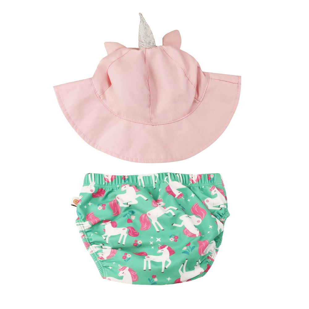 Zoocchini - 2pc-Set - Swim Diaper & Hat - Unity The Unicorn