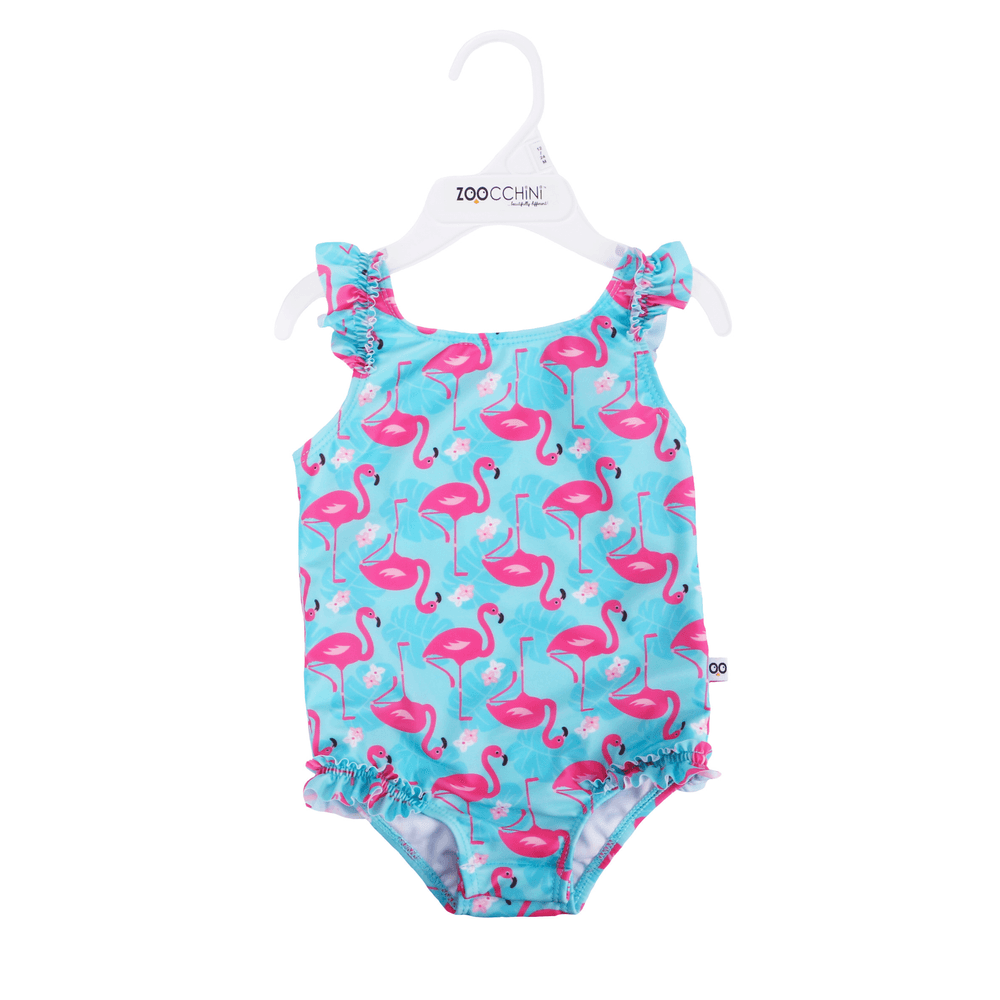 Zoocchini - Kids Ruffled Swimsuit - Upf 50+ - Flamingo_2Y