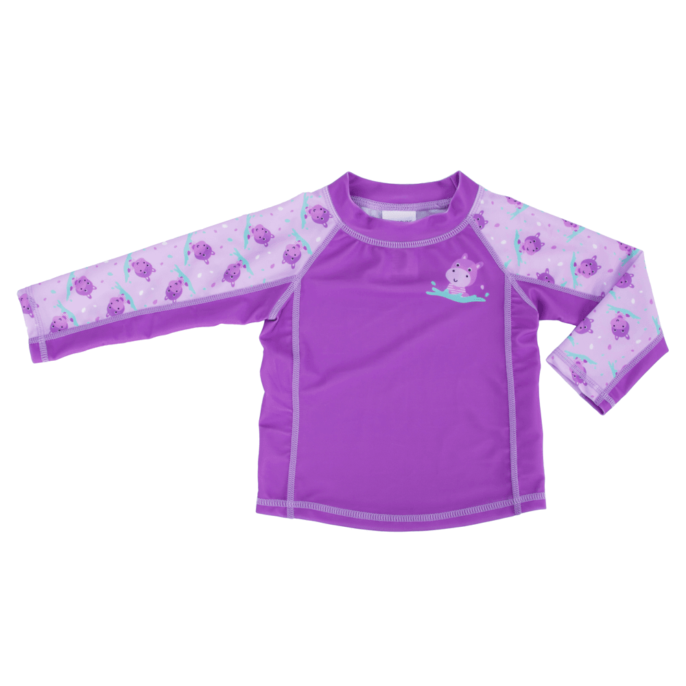 Zoocchini - Baby Swim Set – Rash Guard Top, Swim Diaper & Sun Hat - Hippo