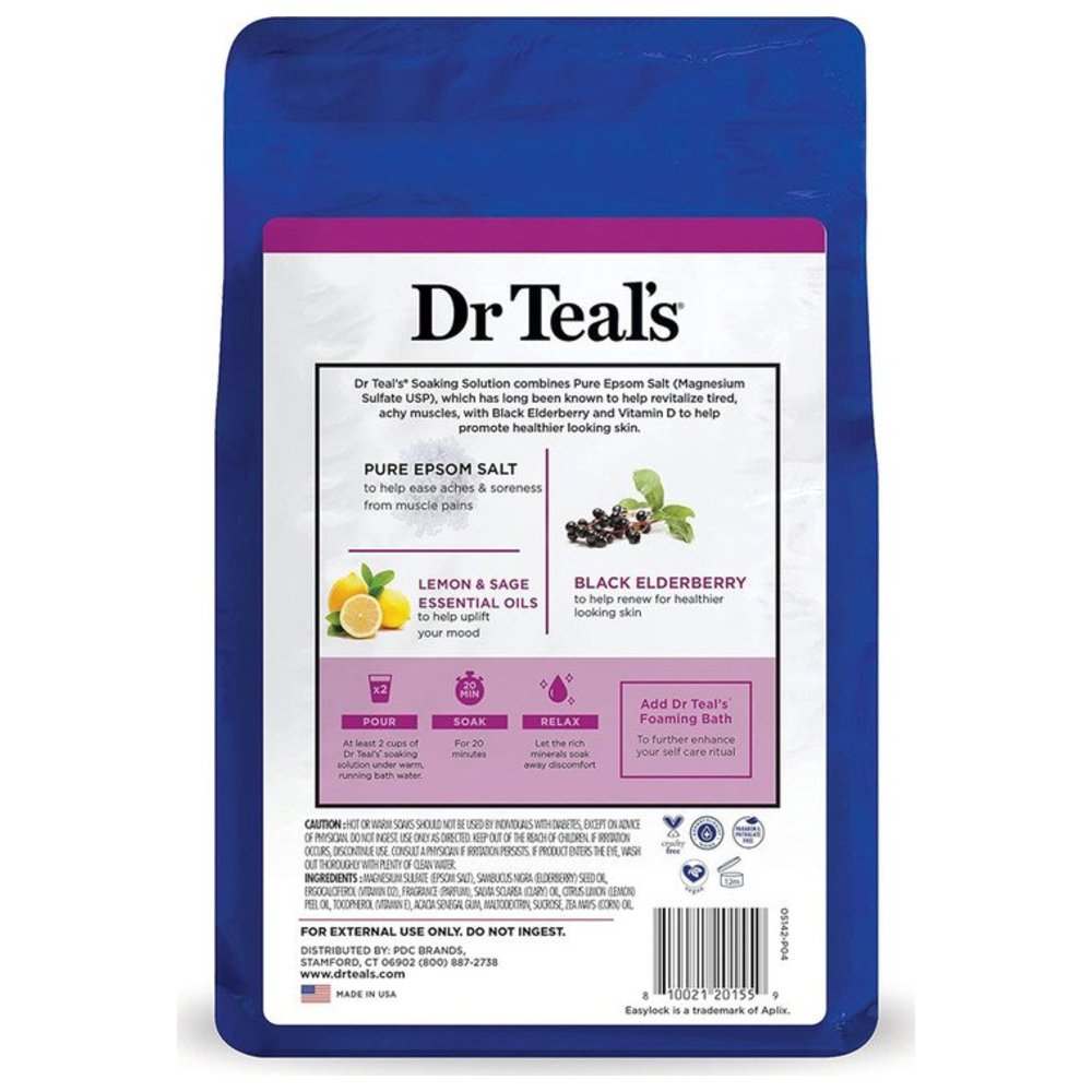 Dr Teal's - Epsom Bath Salt Black Elderberry - 1.36Kg