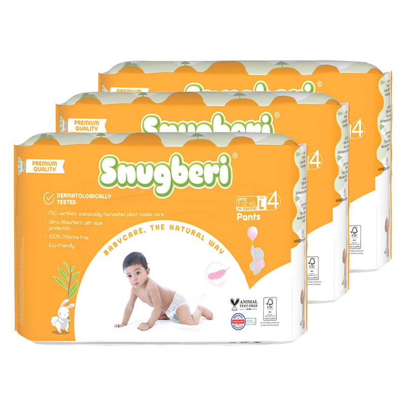 Snugberi - Baby Diaper - Size 4 Large - 7-12 kg - Pack Of 3 - 24 Pcs