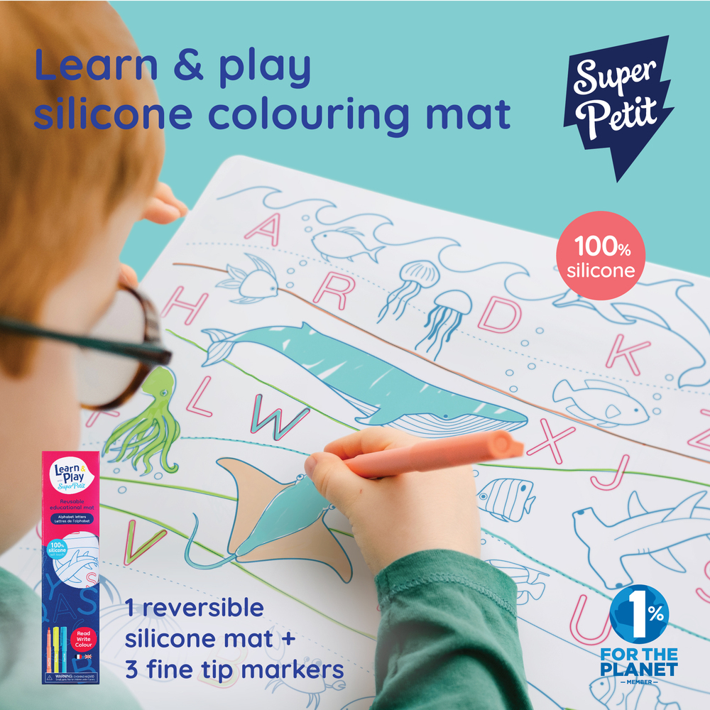 Super Petit - Ocean Alphabet Letters Reversible Mats With 3 Thin Tip Markers