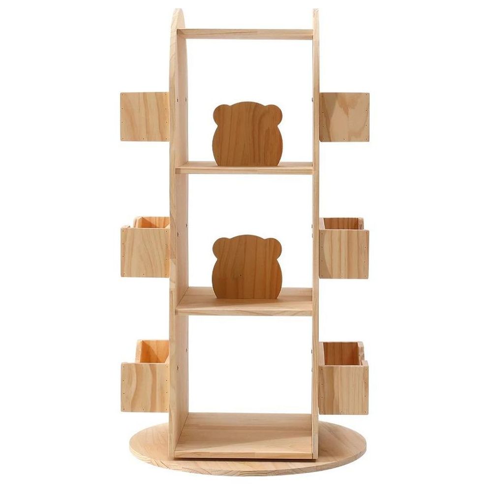 Woody Buddy - Rotating Wooden Bookshelf - Brown