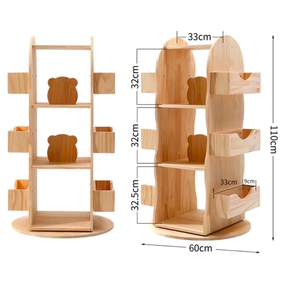 Woody Buddy - Rotating Wooden Bookshelf - Brown