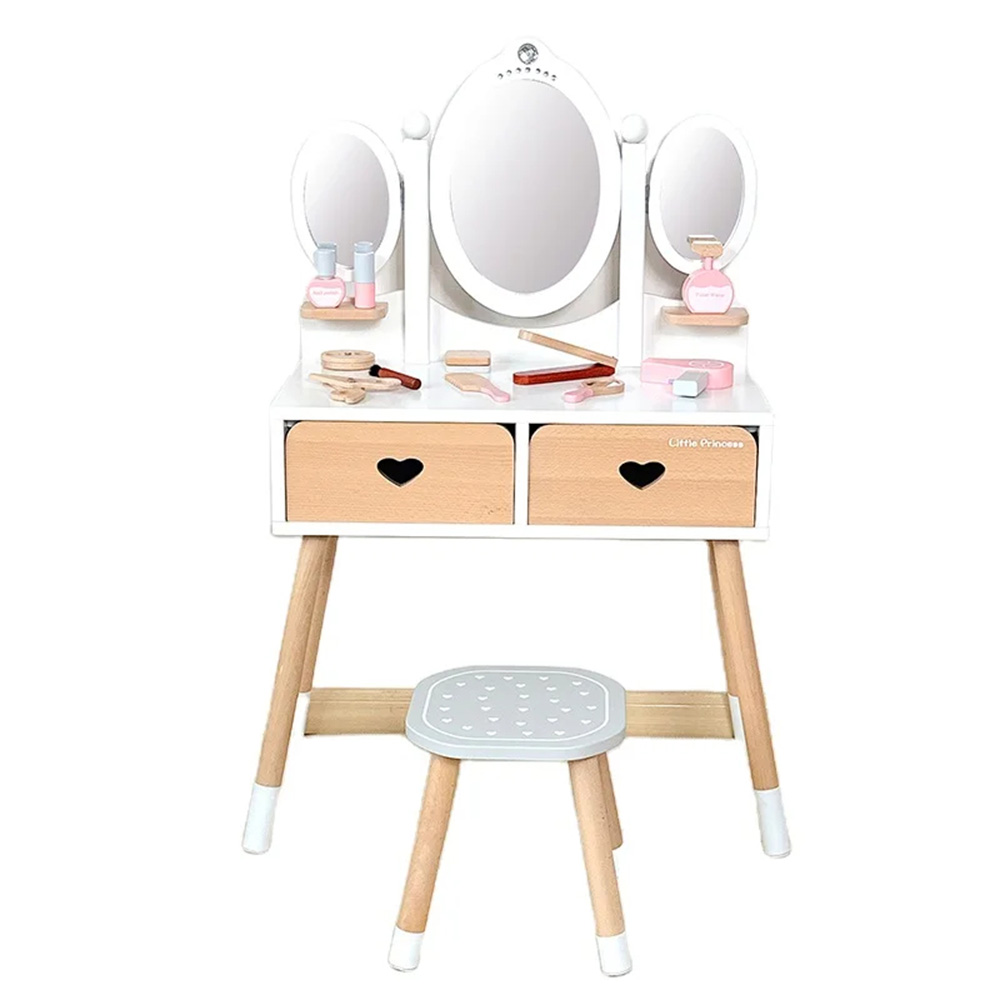 Woody Buddy - Vanity Table With Matching Stool - White - 11 Pc Set