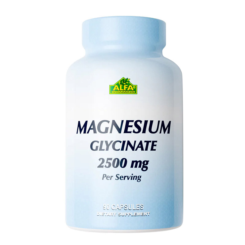 Alfa Vitamins - Magnesium Glycinate 2500 mg Supplement Capsules - 90 Pcs
