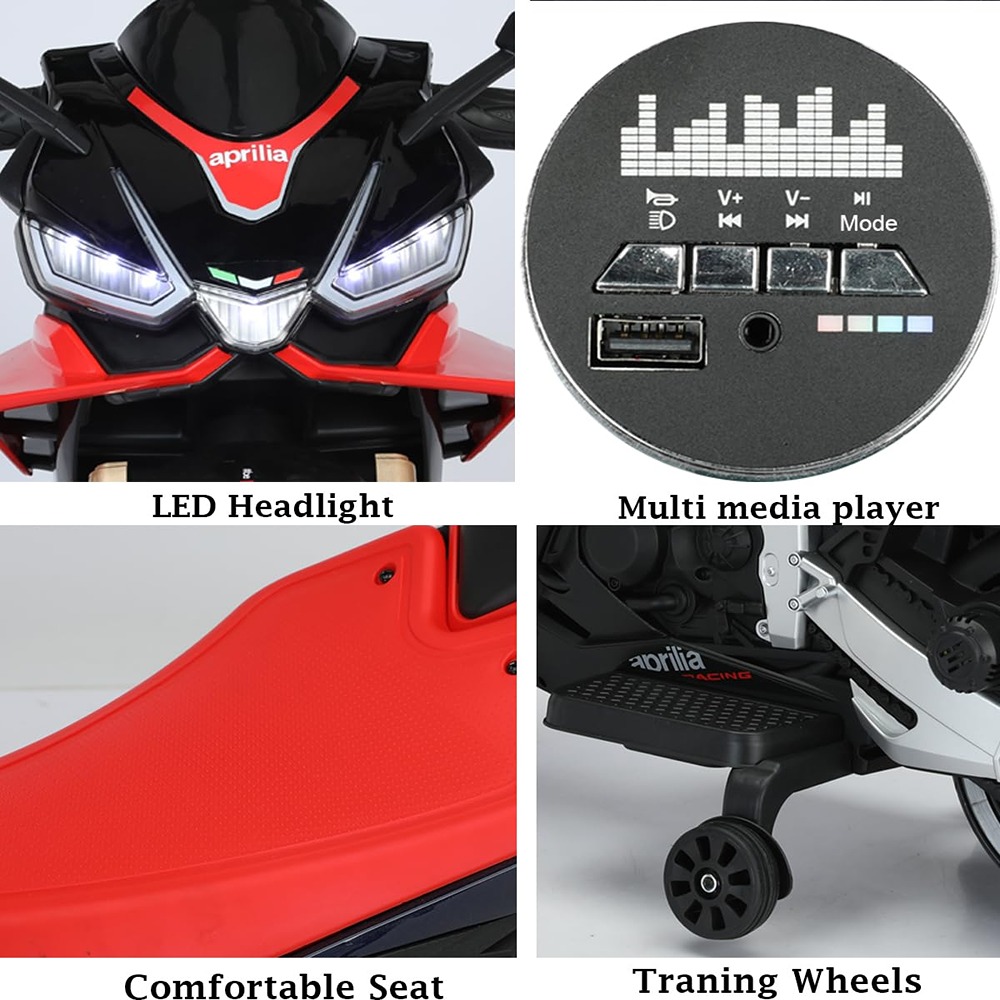 ألعاب واقعية - دراجة نارية مرخصة من أبريليا - 24 فولت