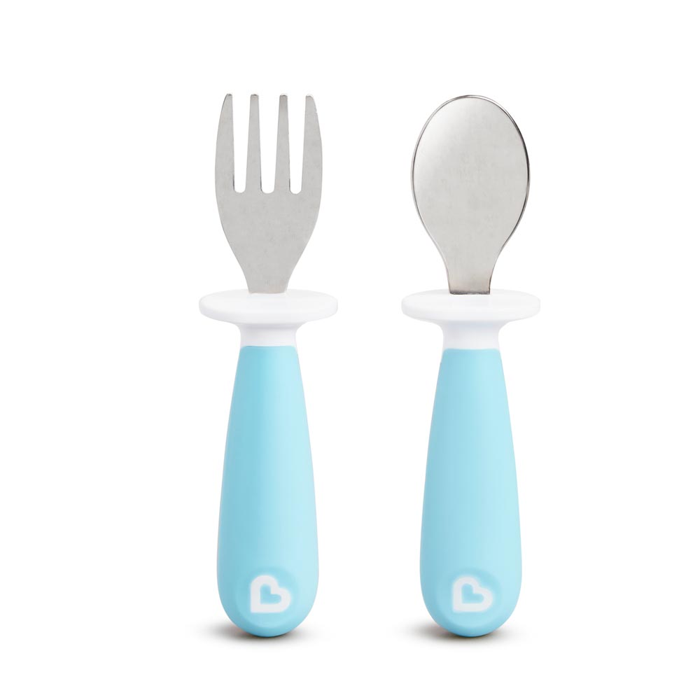 Munchkin Raise Toddler Fork & Spoon Set 12m+ - Blue - Pack of 2