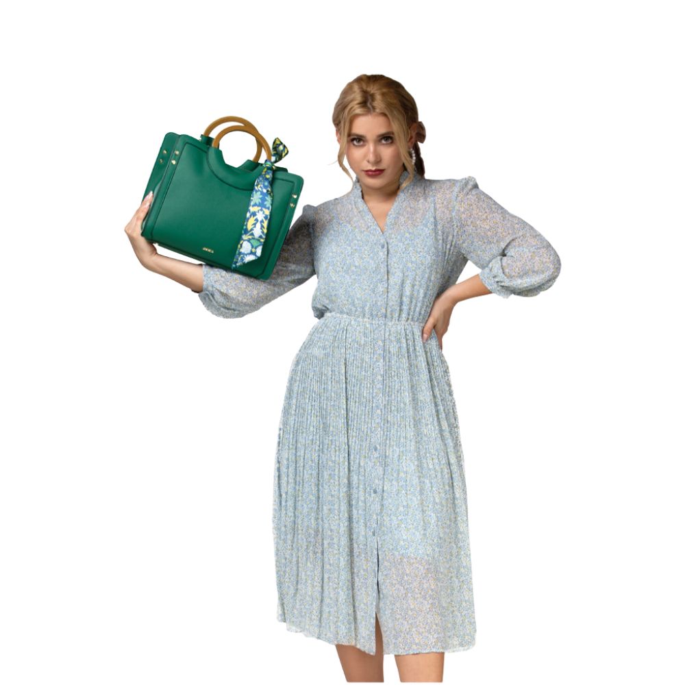 Amica - Sapphire Leather Satchel Handbag