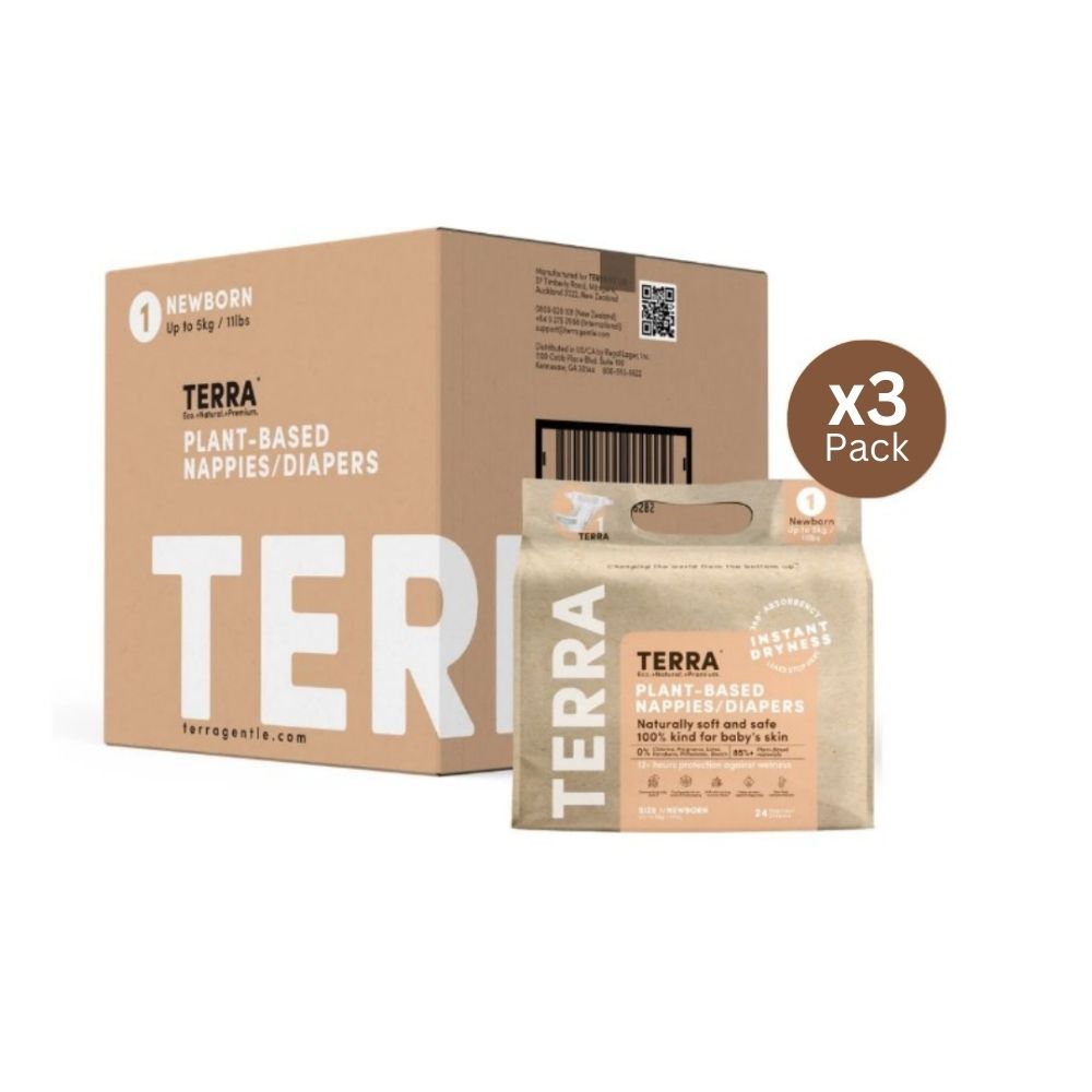 Terra - Plant-Based Diapers - Size 1 Newborn - Up To 5 kg - Pack of 3 - 72 Pcs