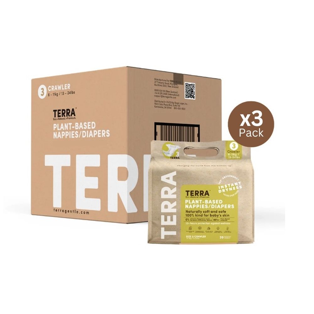 Terra - Plant-Based Diapers - Size 3 Crawler - 6-11 kg - Pack of 3 - 60 Pcs