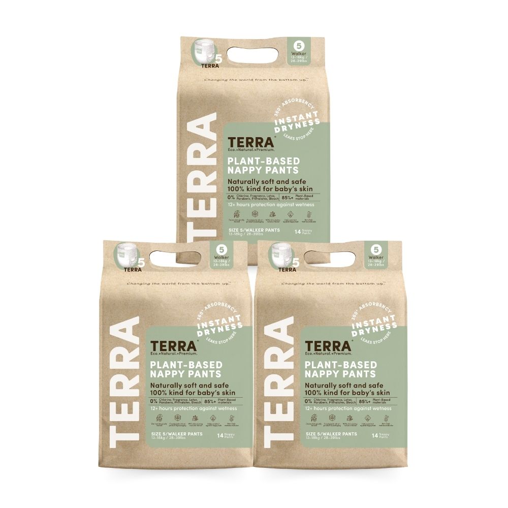 Terra - Plant-Based Nappy Pants - Size 5 Walker - 13-18 kg - Pack of 3 - 42 Pcs