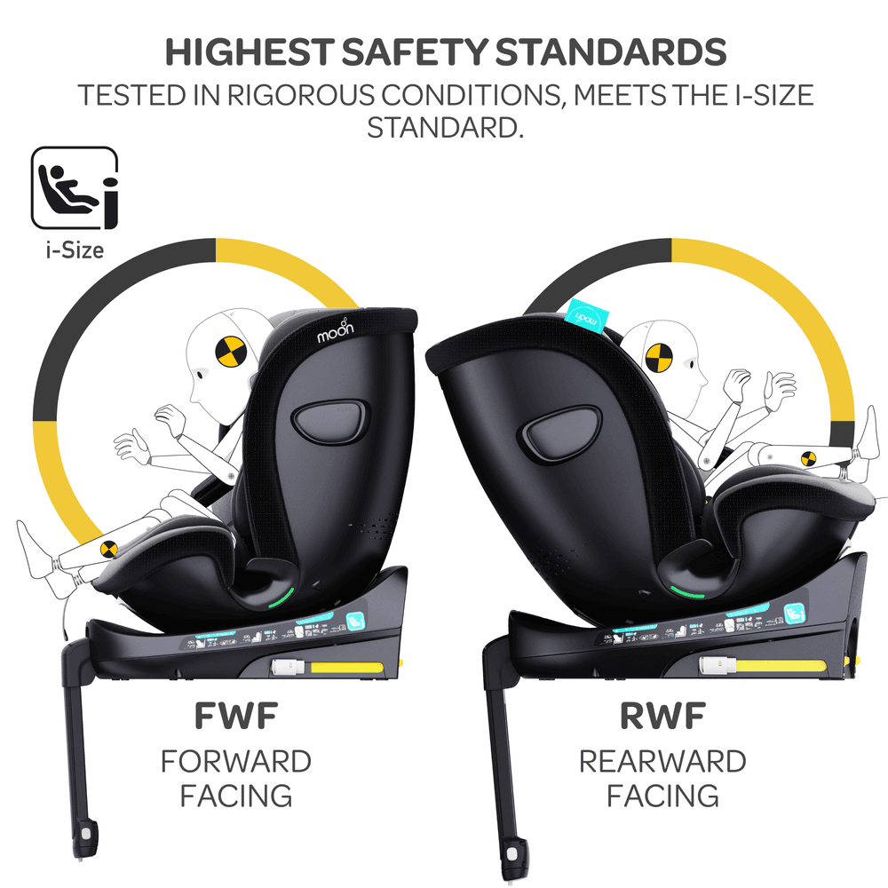 مون-  كرسي سيارة للأطفال غايرو برو بلس دوار   - رمادي