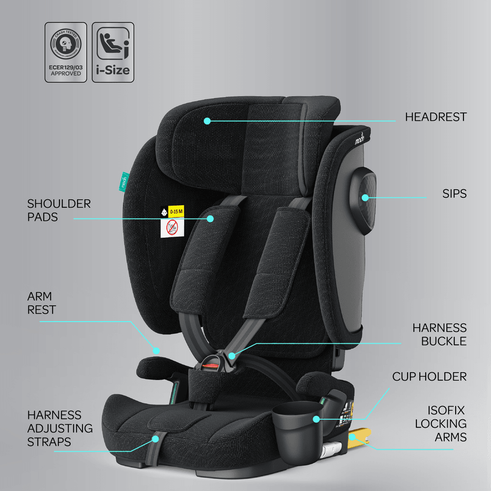 مون - كرسي سيارة للأطفال فولد ماكس  - أسود