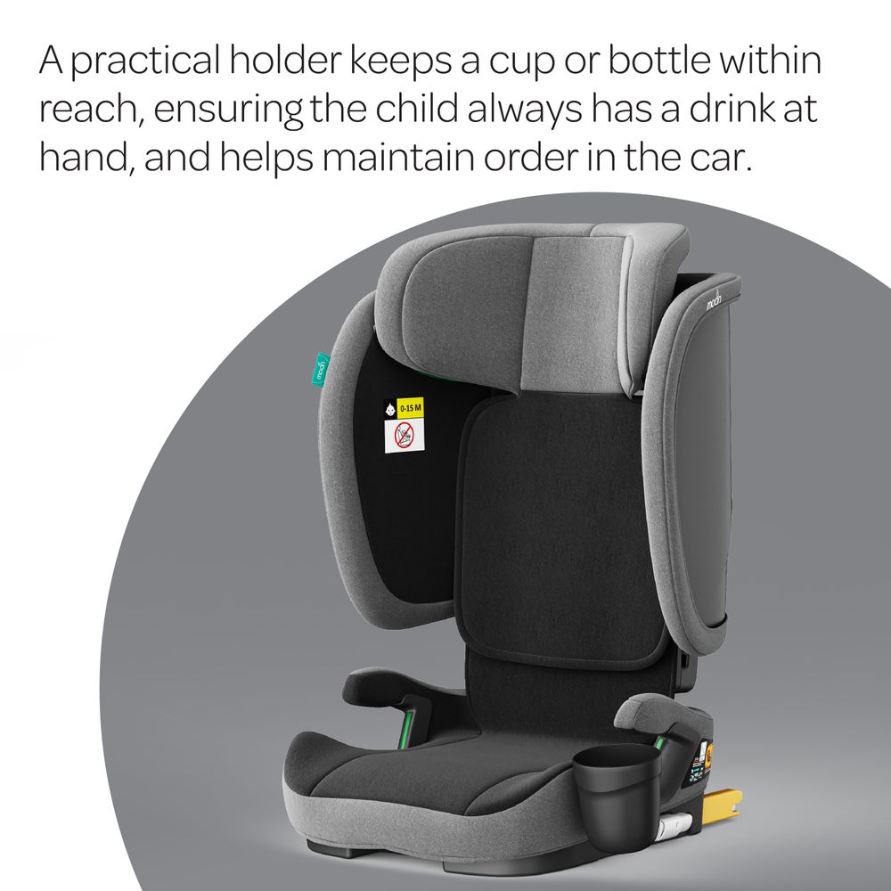 مون - كرسي سيارة للأطفال فولدا جو قابل للطي مع نظام تثبيت أيزوفيكس - رمادي