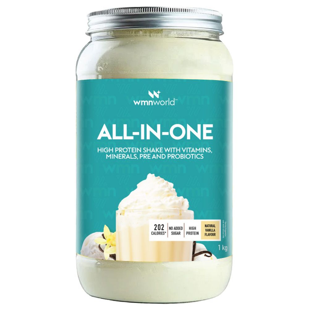 WMN World - All-In-One Meal Replacement Supplement With Vitamins & Prebiotics - Vanilla Ice Cream Flavour 1Kg